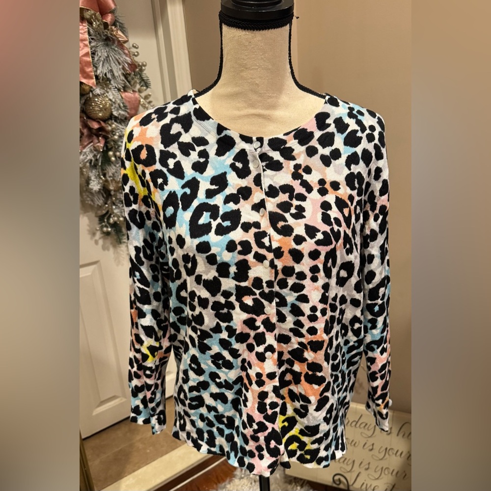 Multicolor Leopard Print Women's cardigan